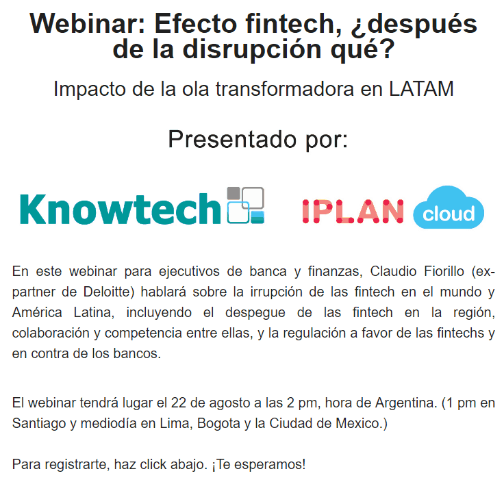 Webinar: Efecto Fintech, ¿después de la disrupción qué? 5 webinar 2019.08.22